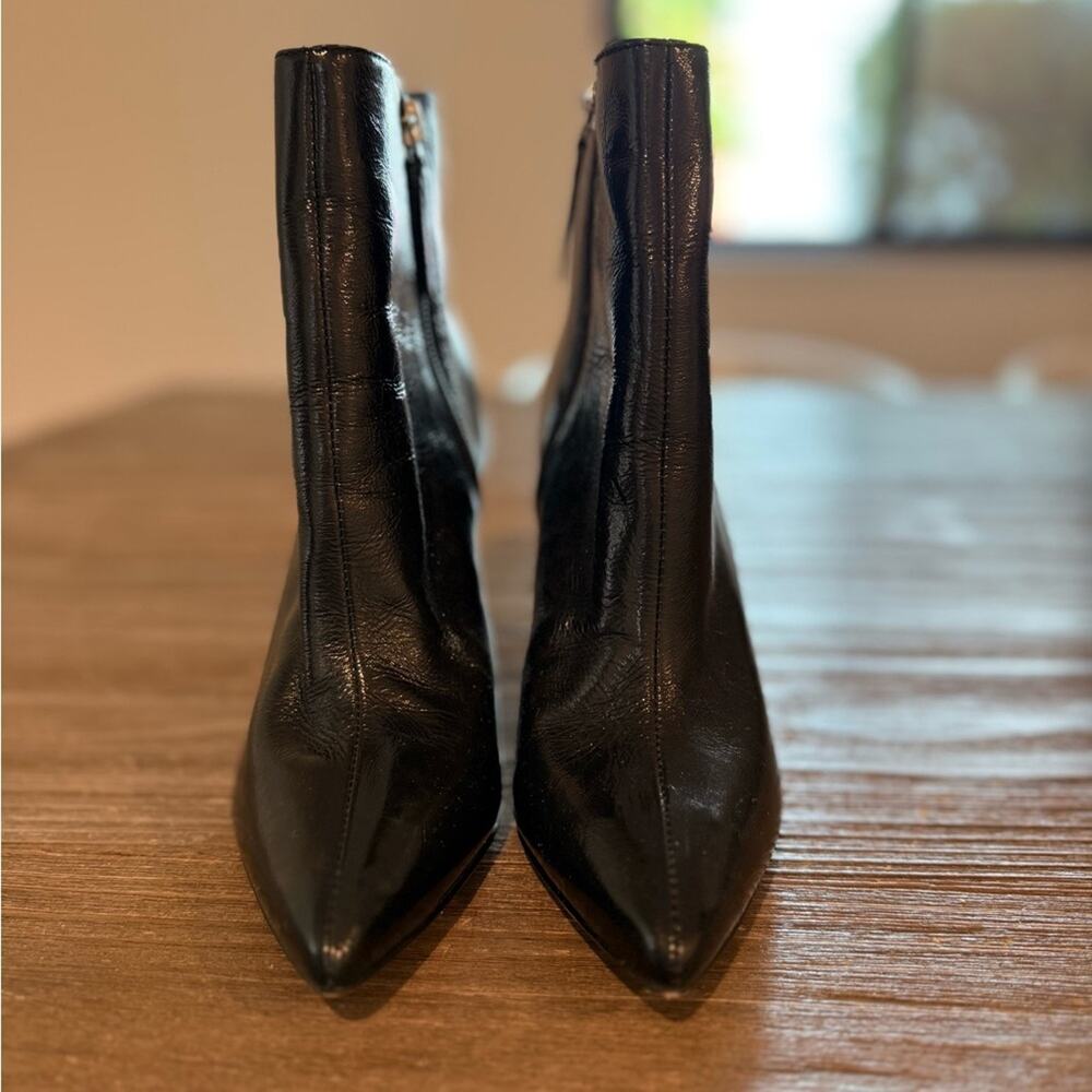 Schutz Adilene Black Ankle Cutout Boots – Leather & Vinyl – Pointy Toe – Sz 5.5 - Picture 3 of 7